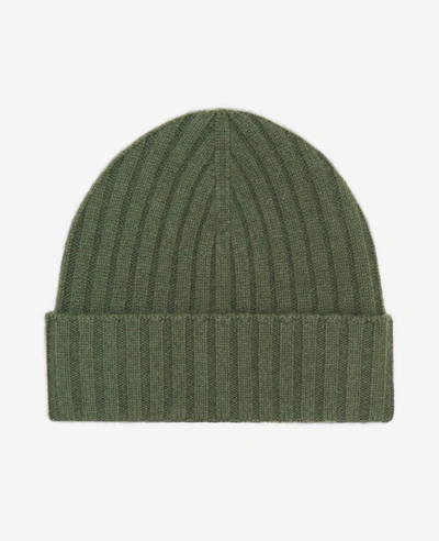 Kenneth Cole Site Exclusive! Rib Knit Wool Cashmere Beanie Hat In Forest