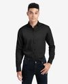 Kenneth Cole Regular-fit Button-down Stretch Dress Shirt With Tek Fit In Black