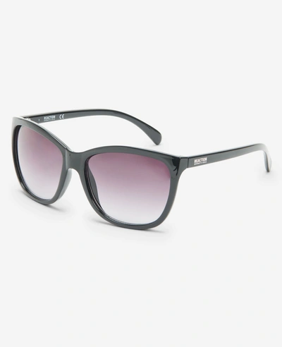 Kenneth Cole Shiny Black Cat-eye Sunglasses In Charcoal Heather