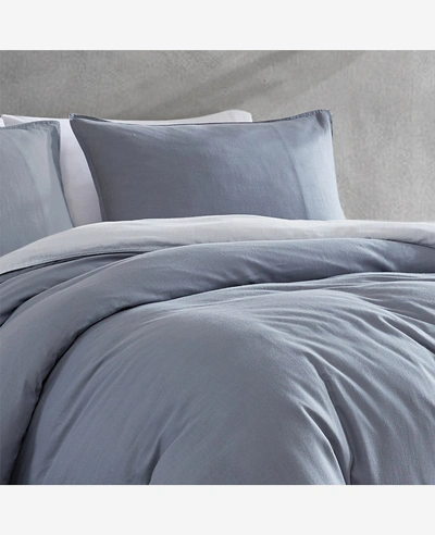 Kenneth Cole Organic Cotton Grey Duvet Cover Set In Open Dark Grey