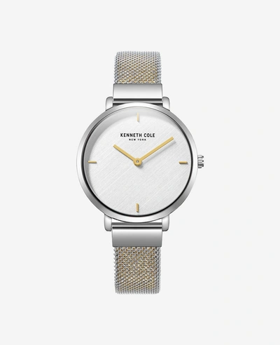 Kenneth Cole Slim Watch With Mesh Stainless Steel Bracelet In Tt Silver,gold