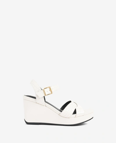 Reaction Kenneth Cole Clarissa Platform Wedge Sandal In Ecru Croco