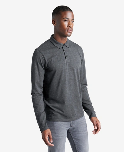 Kenneth Cole Knit Long-sleeve Polo In Black