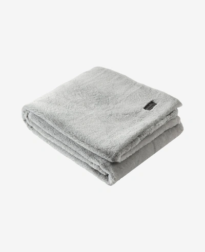 Kenneth Cole Grey Faux Fur Solid Throw Blanket
