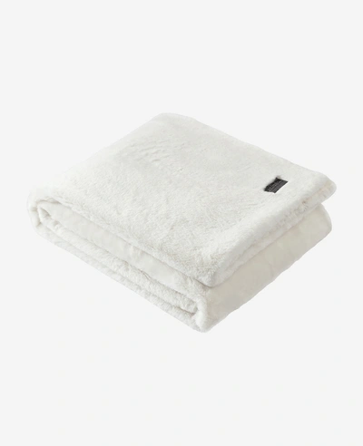 Kenneth Cole White Faux Fur Solid Throw Blanket