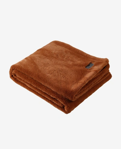 Kenneth Cole Orange Faux Fur Solid Throw Blanket