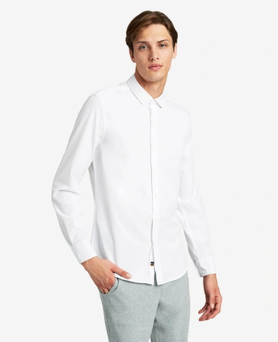 Kenneth Cole Stretch Solid Button-down Shirt In White