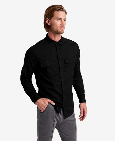 Kenneth Cole Slim-fit Organic Stretch Denim Shirt In Black