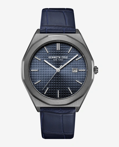 Kenneth Cole Modern Classic Watch With Leather Strap In Blue