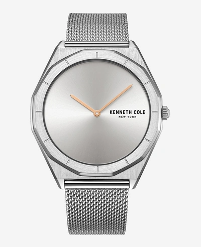 Kenneth Cole Modern Classic Slim Watch With Stainless Steel Mesh Bracelet In Silver