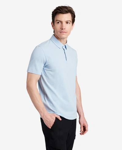 Kenneth Cole Essential Stretch Knit Polo In Light Blue