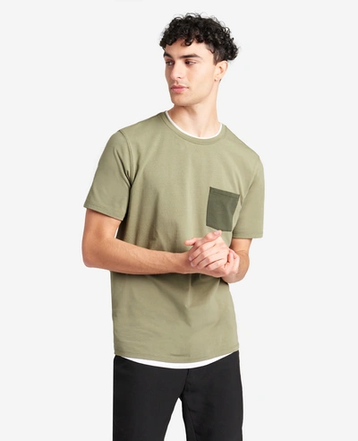 Kenneth Cole Colorblock Pocket Crew Neck T-shirt In Green