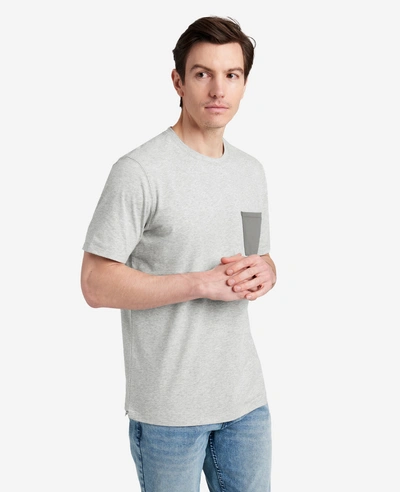 Kenneth Cole Colorblock Pocket Crew Neck T-shirt In Heather,grey