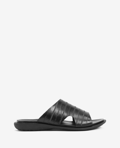 Kenneth Cole Sand-y Beach Textured Leather Slide Sandal In Black