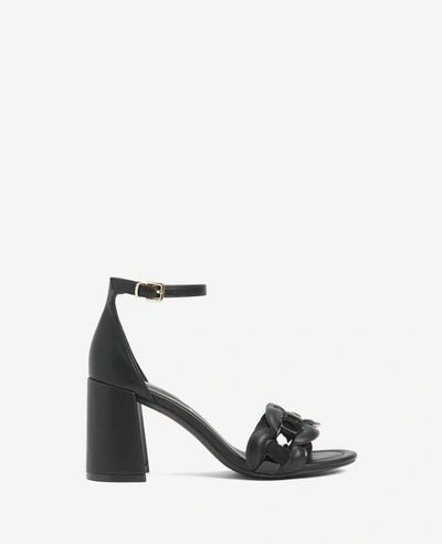 Kenneth Cole Luisa Woven Heeled Sandal In Black Pu