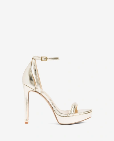 Kenneth Cole Nya Platform Heeled Sandal In Champagne Metallic