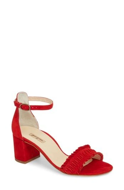 Paul Green Palermo Ankle Strap Sandal In Red Suede