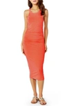 Michael Stars Racerback Midi Dress In Coral Crush