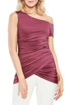 Vince Camuto One-shoulder Ruched Liquid Knit Top In 803-summer Rose