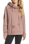 Alo Yoga Ripped Hoodie In Smoky Quartz
