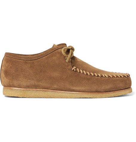 Saint Laurent Suede Leather-lace Moccasin Shoes In Sepia-brown | ModeSens