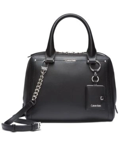 Calvin Klein Boxy Small Satchel In Black/silver