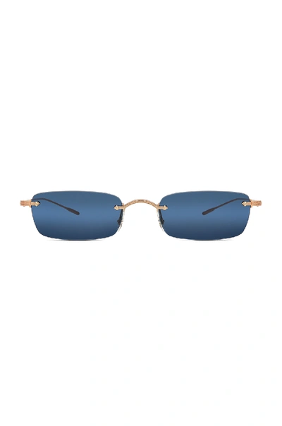 Oliver Peoples Daveigh Square-frame Metal Sunglasses In Rose Gold & Blue