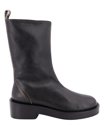 Courrèges Used Leather Zip Ankle Boots In Black