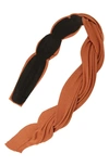 Tasha Braided Pleated Headband In Brown