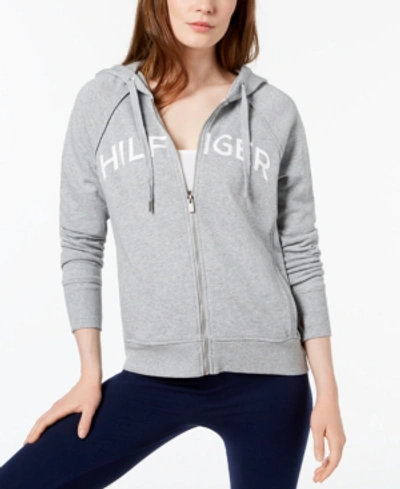 Tommy Hilfiger Sport Logo Hoodie, Created For Macy's In Pearl Grey Heather