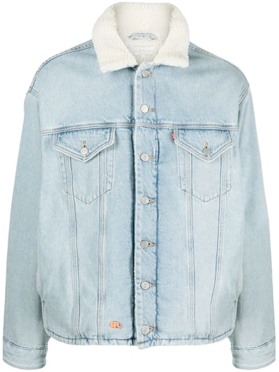 Erl X Levi's Sherpa Trucker Woven Jacket In Denim