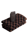 Baina Hand Towels & Soap Gift Set In Tabac And Noir