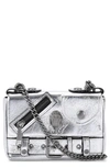 Kurt Geiger Small Hackney Leather Crossbody Bag In Silver