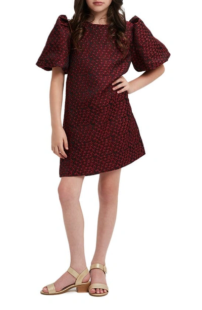Bardot Junior Kids' Giselle Floral Puff Sleeve Party Dress In Winter Red
