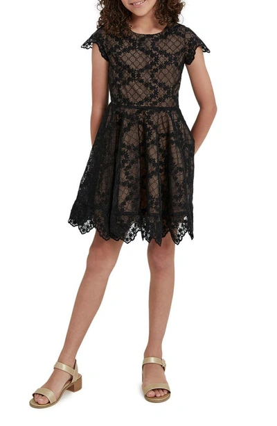 Bardot Kids' Larissa Flutter Sleeve Party Dress In Black