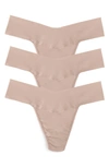 Hanky Panky Breathe Assorted 3-pack V-cut Thongs In Taupe/taupe/taupe