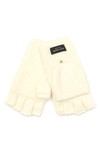 Kate Spade Sam Label Pop Top Mittens In Cream