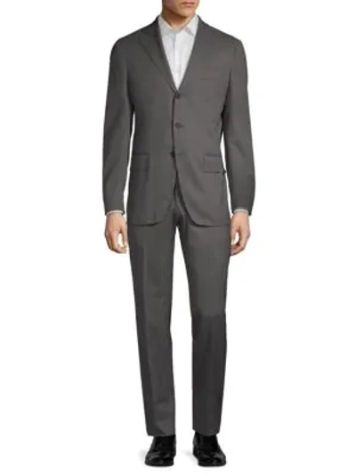 Eidos Pinstriped Wool Suit In Grey Stripe