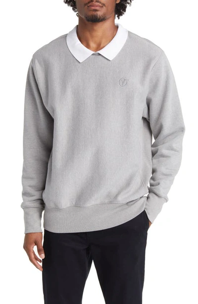 Vans Polo Collar Sweatshirt In Cement Heather