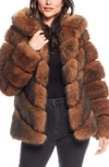 Donna Salyers Fabulous-furs Chateau Quilted Faux Fur Hooded Coat In Cedar