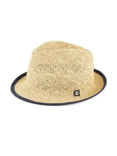 Block Headwear Suede-tipped Open Weave Straw Trilby In Natural