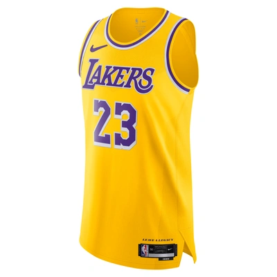 Nike Los Angeles Lakers Icon Edition 2022/23  Men's Dri-fit Adv Nba Authentic Jersey In Yellow