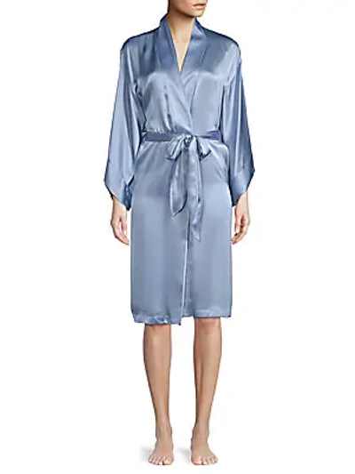 Josie Natori Self-tie Silk Robe In Blue