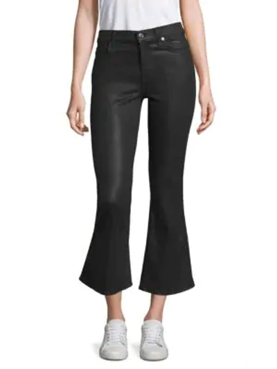 7 For All Mankind Ali Coated Flared Jeans In Black