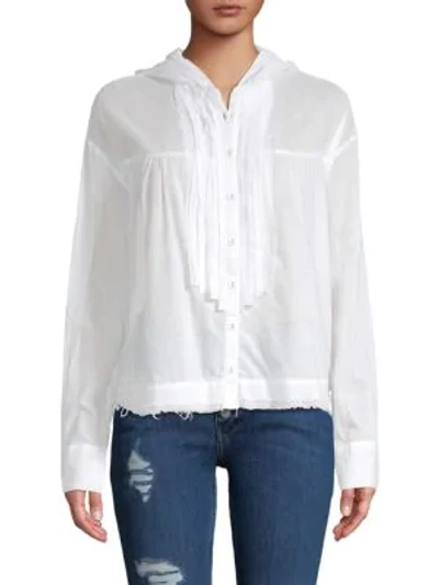 Free People Breezy Hooded Cotton Shirt In White