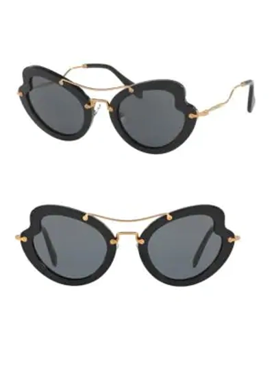 Miu Miu 52mm Curved Cat Eye Sunglasses In Black