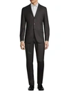 Eidos Pinstriped Wool Suit In Charcoal Stripe