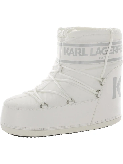 Karl Lagerfeld Pavan Womens Lace-up Cold Weather Winter & Snow Boots In White