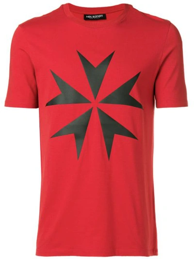 Neil Barrett Star Printed Cotton Jersey T-shirt In Red
