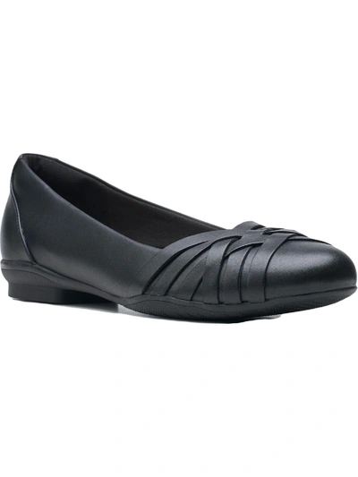 Clarks Sara Clover Womens Leather Woven Ballet Flats In Black